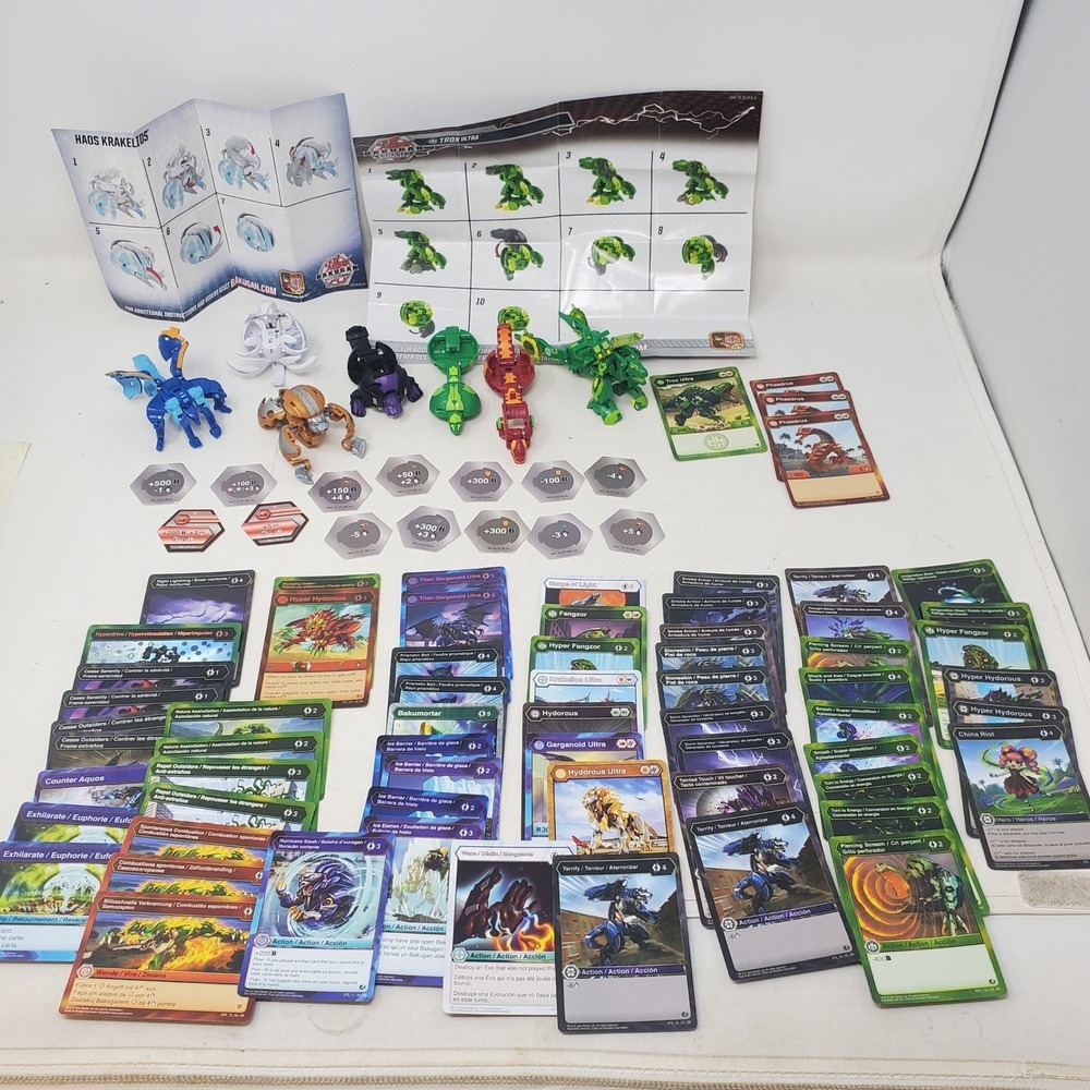 Bakugan Battle Planet Lot Trox Ultra Haos Krakelios Figures Cards BakuCores